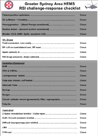HEMS RSI CHECKLIST
