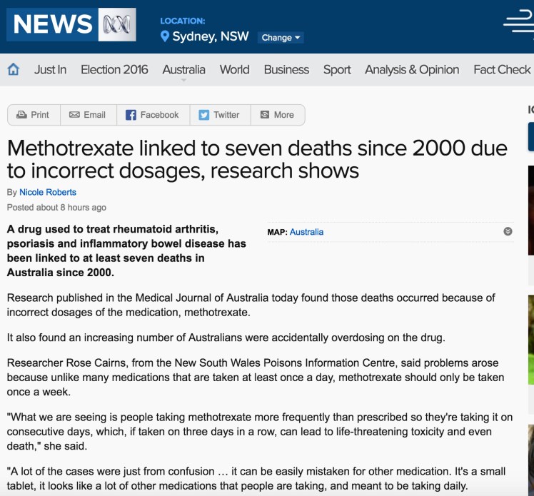 ABC News - Methotrexate (6th of June 2016)